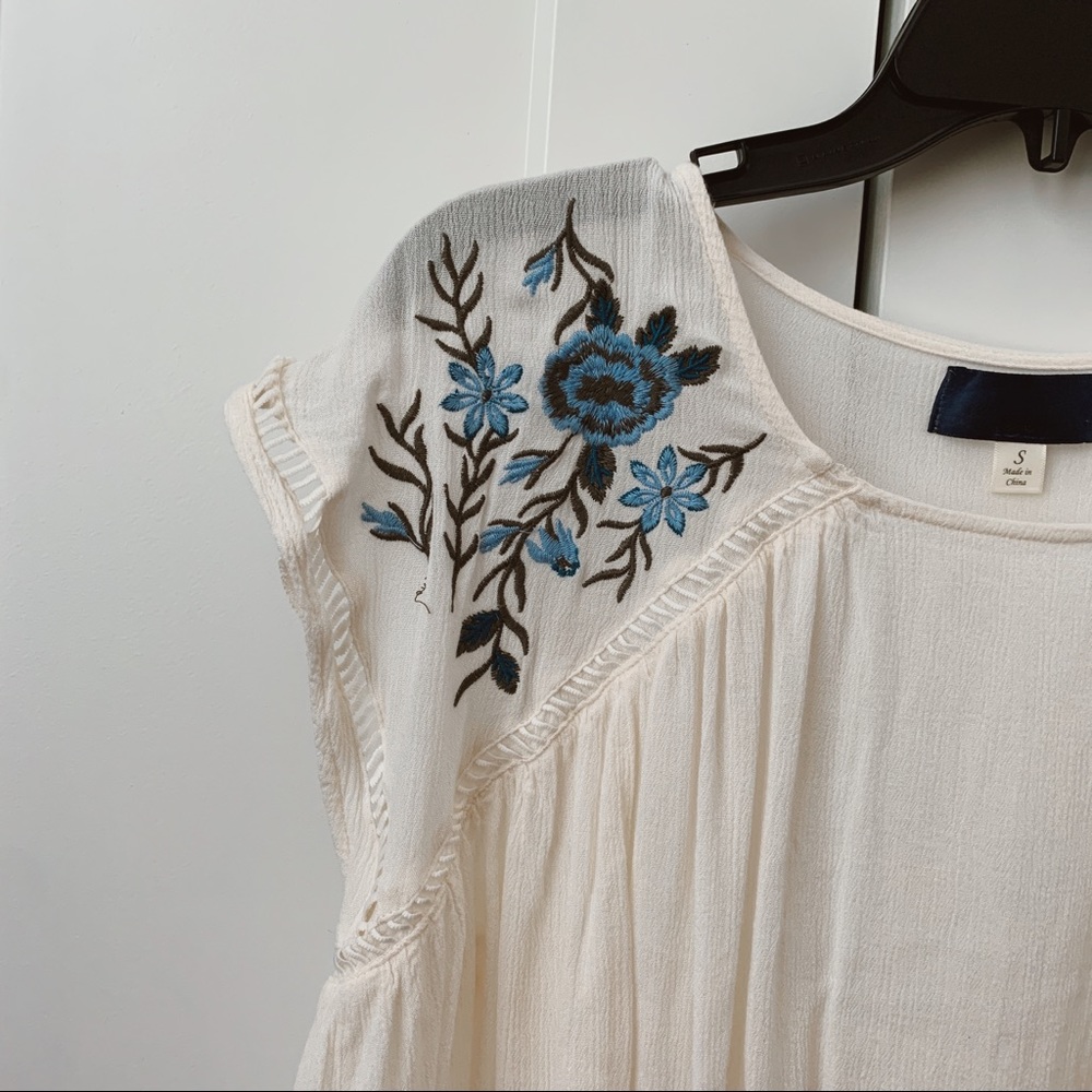 embroidered flowy top